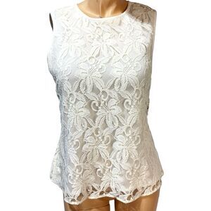 Kasper White Lace Sleeveless Blouse Size M Medium Layered Tank Top NWT